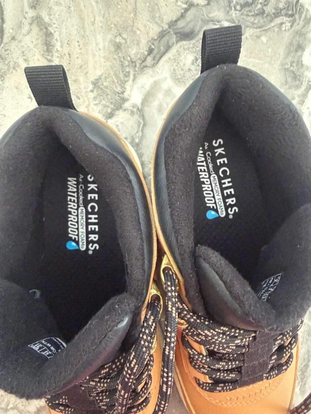 Skechers Kids Tan and Black Lace-Up Waterproof Boots